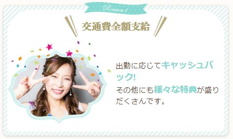 出勤ごとに５００円キャッシュバック
