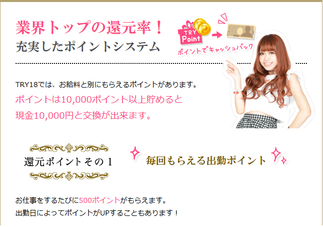 １出勤ポイント５００円～